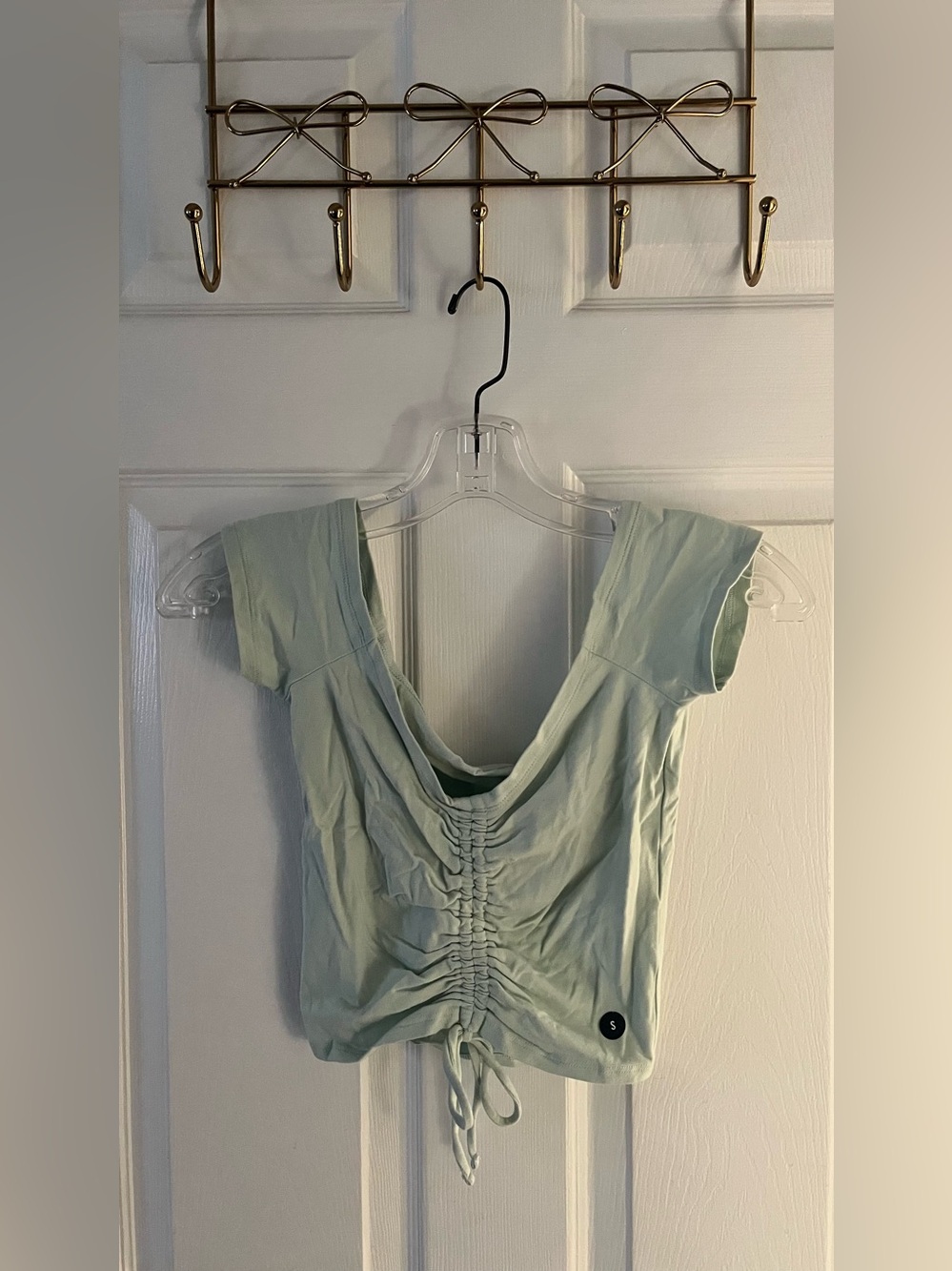 Hollister Light Mint Ruched Drawstring Crop Top